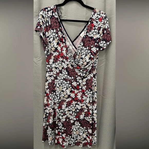 Stitch Fix Womens Kaileigh Amandine Faux Wrap Maroon Floral Knit Dress XL - Picture 3 of 9